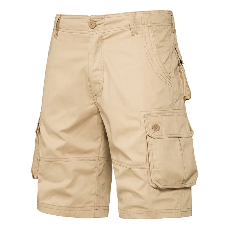 Men's Shorts Loose Large Size Multi-Pocket Overall, Summer Cotton Comfortable Nickel Pants, Outdoor Casual, Sports Beach Pants