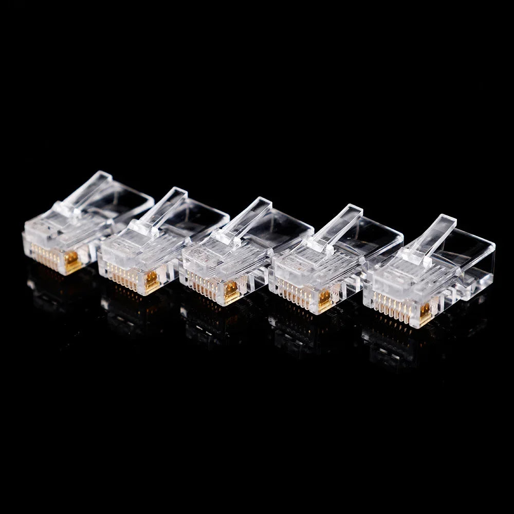 1-50Pcs, RJ45 CAT6 CAT5e Pass Through Connectors, Crystal End Gold-Plated 8P8C Crimp UTP Standard Ethernet Network Modular Plug