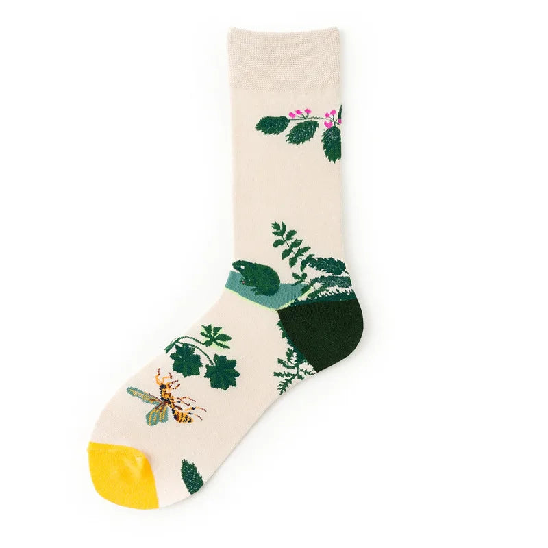 New Cotton Socks, High-quality Men's and Women's British Style Casual Harajuku Fashion, Novelty Literary Couple Sexy Socks