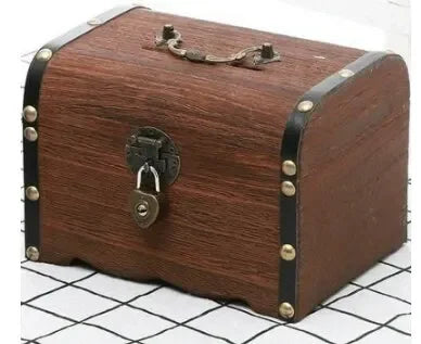 Treasure Chest With Lock, Vintage Treasure Storage Box, Piggy Bank Organizer, Saving Box Case With Lock For Home Retro Decoration