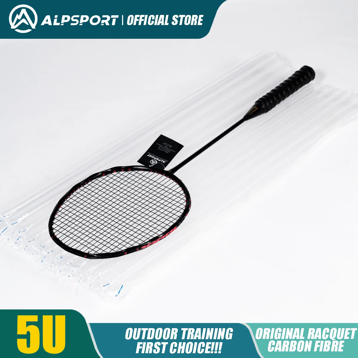 MH-V5 5U 75g Wave Legal Original Max 38lbs 100% Full Carbon Fiber Torsion Frame Badminton Racket, Novice Professional, ALPSPORT