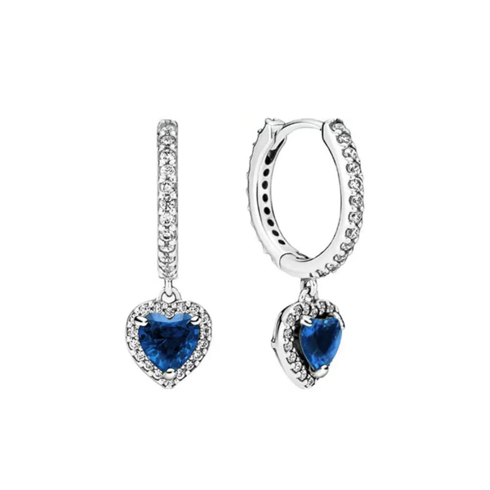 New S925 Silver Colored Zircon Necklace Earrings Suitable for Valentine's Day, Mother's Day, Anniversary Gift DIY Charm Jewelry