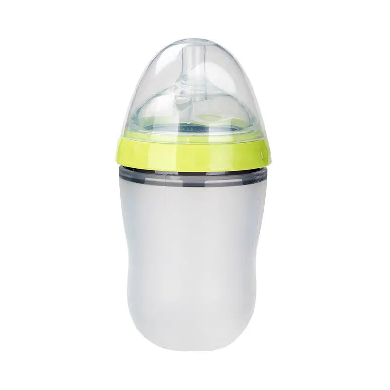New 0-36 months baby nano-silicone bottle, 240ml 150ml Baby Bottle with handle Breastmilk-like design Soft milk pulling