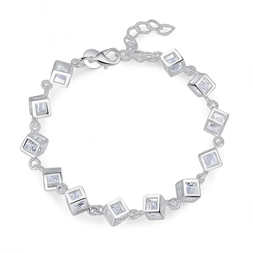 Fashion charm 925 Sterling Silver Bracelet for man woman, Twisted rope chain fine jewelry, Wedding party Christmas gift