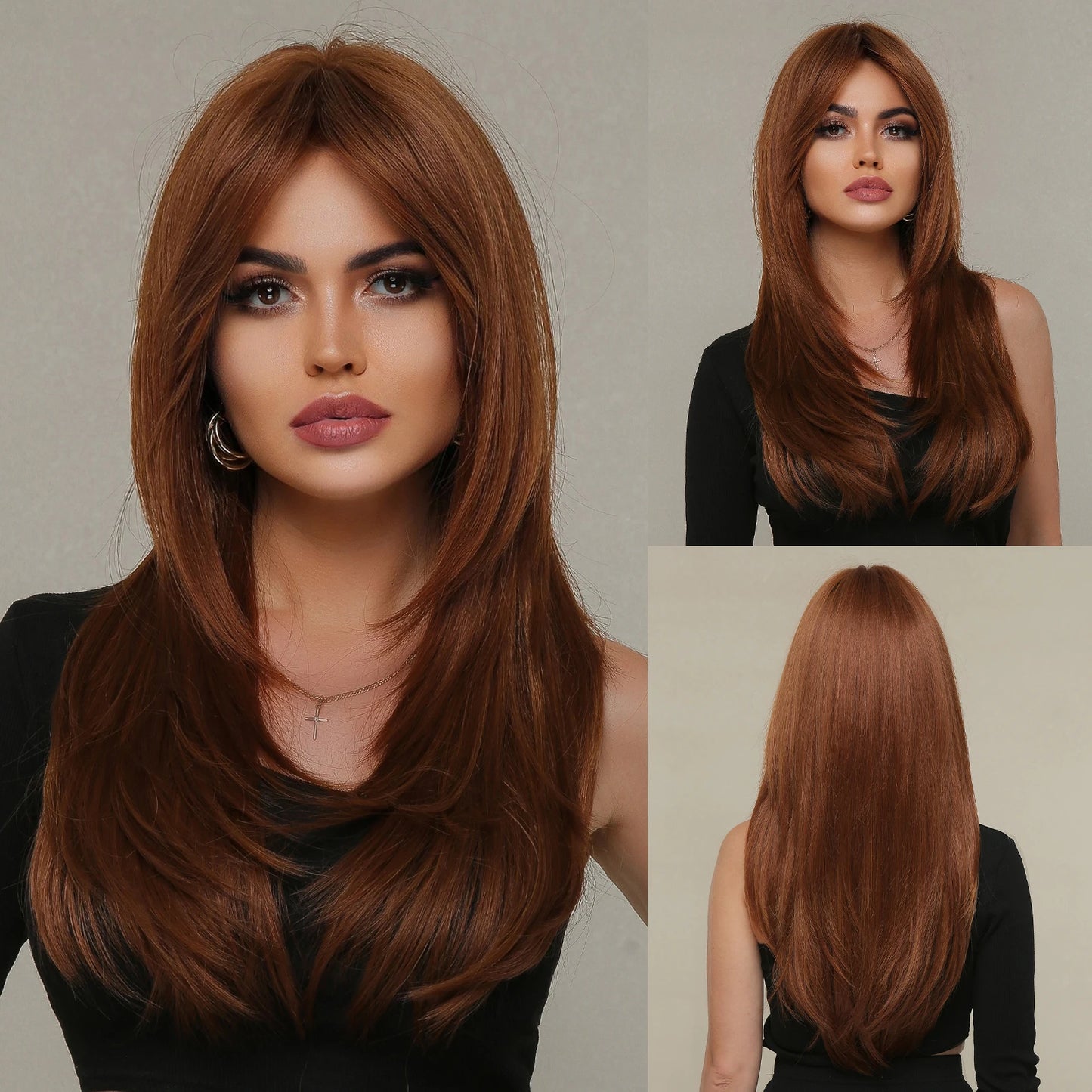 CharmSource Blonde Long Hair Natural Straight Wig, Synthetic Wigs  for Women Daily Party High Density