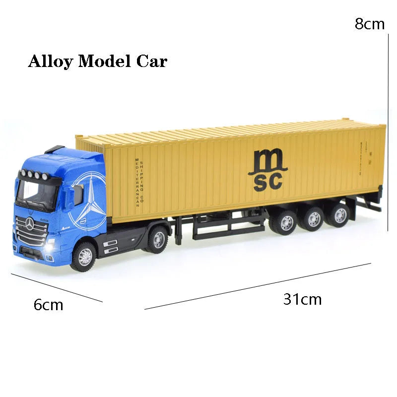 1:50 Diecast Alloy Truck Head Model Toy, Container Truck Pull Back With Light Engineering, Transport Vehicle Boy Toys For Children