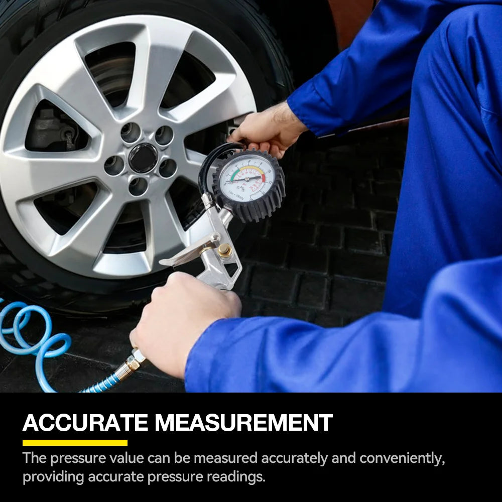 220Psi/16Bar Car Tire Pressure Gun, Multi-Function Tire Pressure Monitoring Tool, Air Pressure Gauge, Suitable For Air Compressor