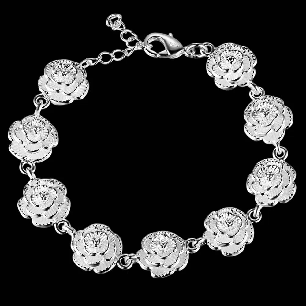 Fashion charm 925 Sterling Silver Bracelet for man woman, Twisted rope chain fine jewelry, Wedding party Christmas gift