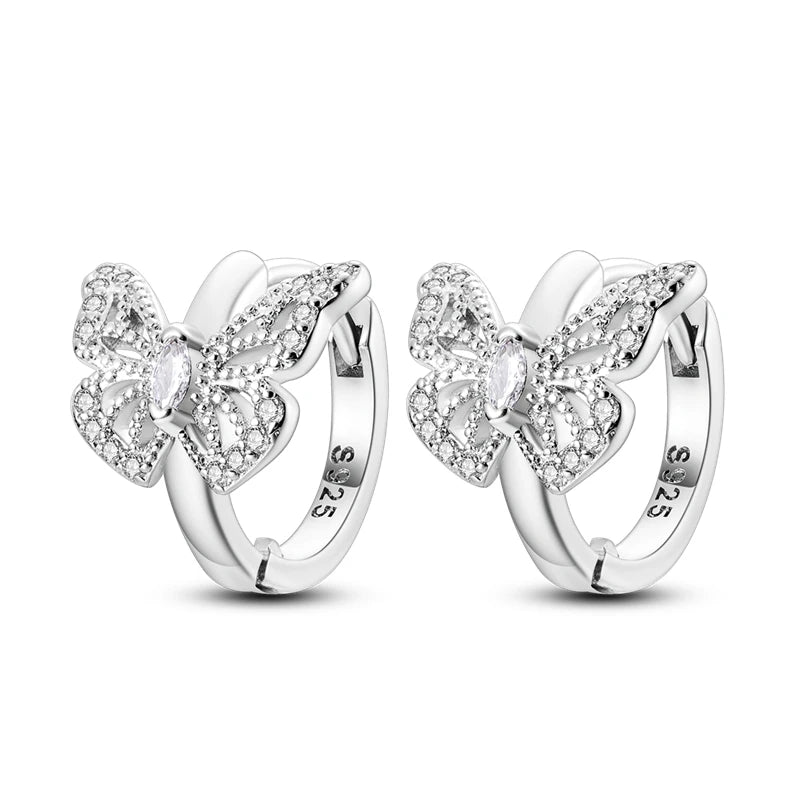 925 Sterling Silver Colored Zirconium Stars Hoop Earrings For Women Jewelry, Anniversary WeddingMaking Jewelry Gift
