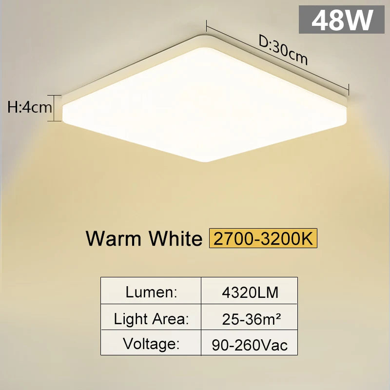 Square Led ceiling lamp, bedroom lighting, Neutral white, cold white, warm white, 48W 36W 24W 18W led ceiling light room, MARPOU