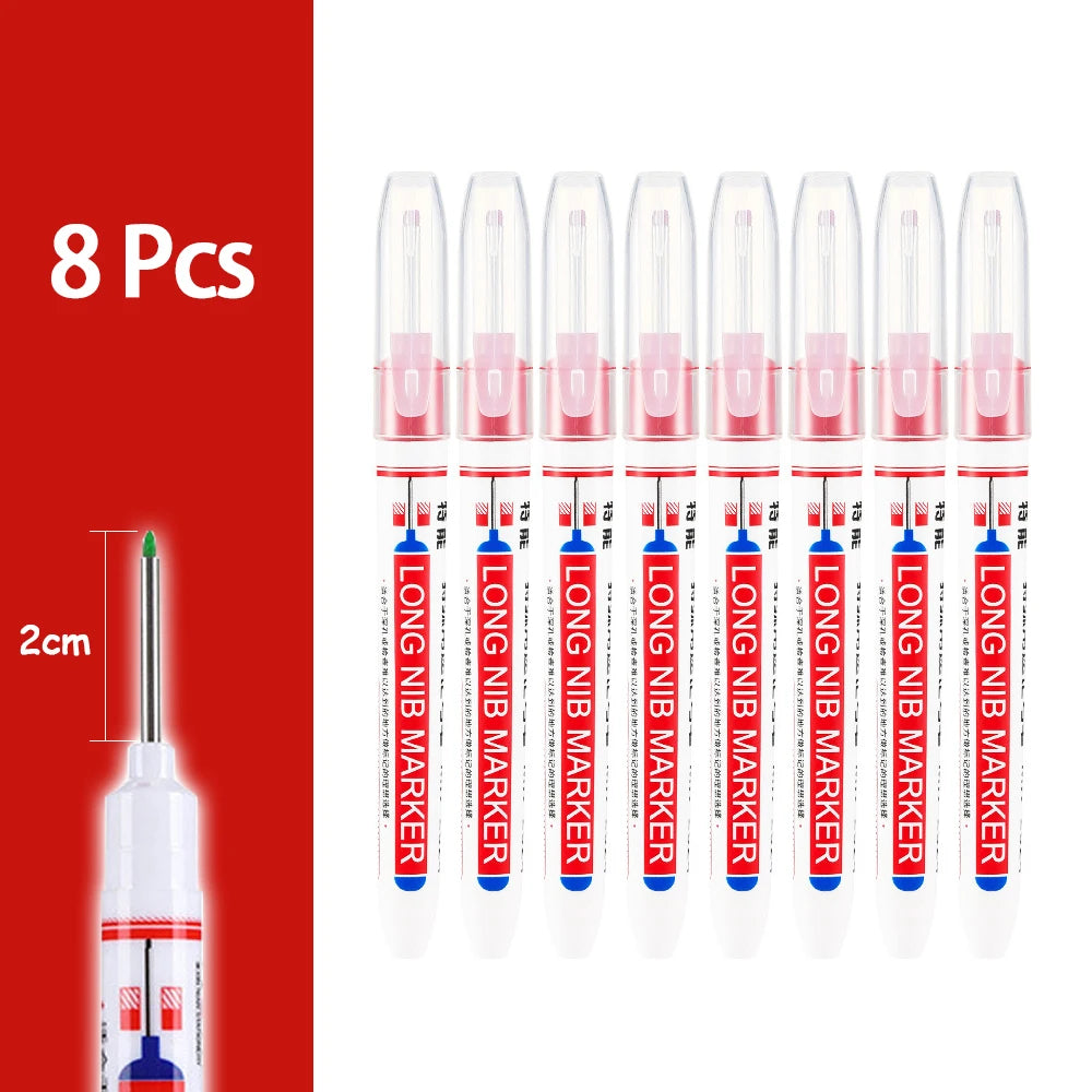 4-80Pcs, 2cm, Waterproof Long Head Markers, Deep Hole Marker Pen for Metal Carpenter, Red/ Black/ Blue/ Green Ink Woodworking Tools