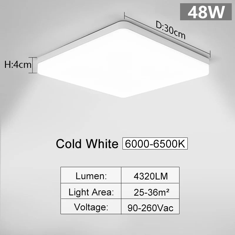 Square Led ceiling lamp, bedroom lighting, Neutral white, cold white, warm white, 48W 36W 24W 18W led ceiling light room, MARPOU