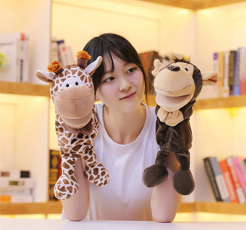 Cartoon Animal Hand Puppet Parent-child Game Doll, 35cm, Stuffed Gaming Doll, Lion Elephant Pig Appease Toys, Birthday Gifts For Children