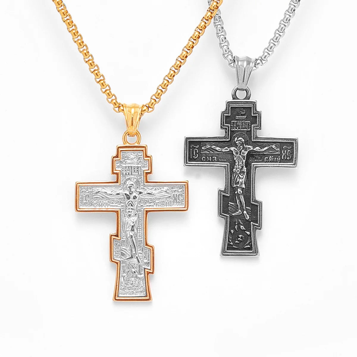 INRI Jesus Cross Amulet Stainless Steel Men Women Necklaces Pendants Chain Amulet Punk Trendy Jewelry Creativity Gift Wholesale