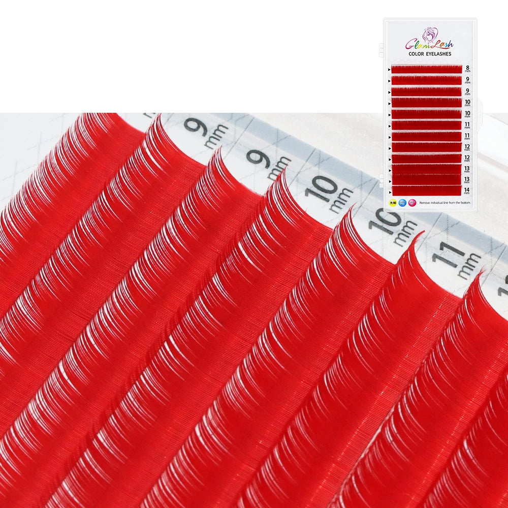 Colored Lashes, Lake Blue/ Lavender/ Cinnamon/ Dark Green/ Matcha Grey, Individual Natural False Colorful Eyelash Extension, GLAMLASH