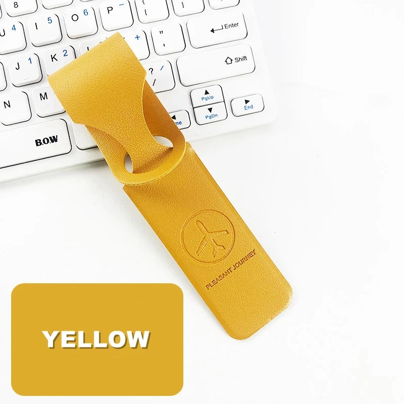 1Pc, PU Leather Luggage Tag, Creative Baggage Suitcase Identifier, ID Address Holder Boarding Tags, Portable Label Travel Accessories