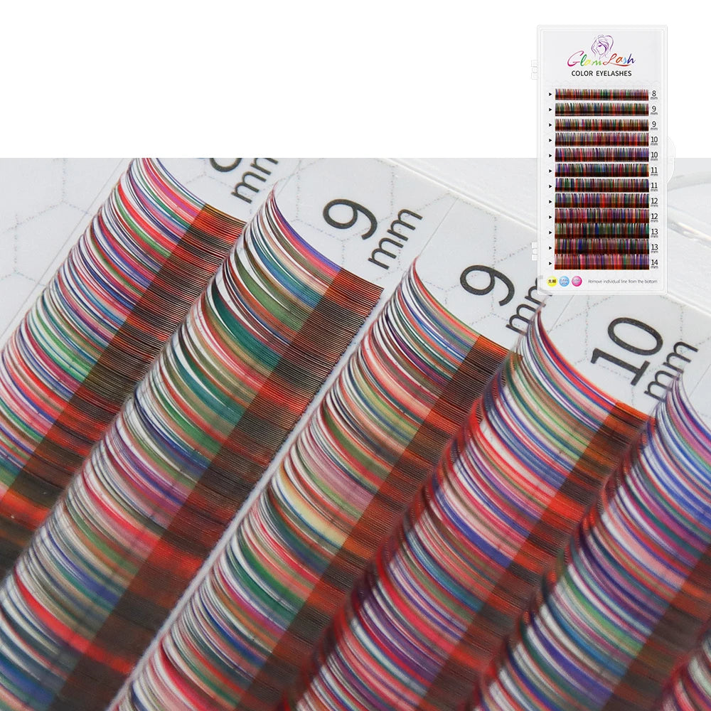 Colored Lashes, Lake Blue/ Lavender/ Cinnamon/ Dark Green/ Matcha Grey, Individual Natural False Colorful Eyelash Extension, GLAMLASH