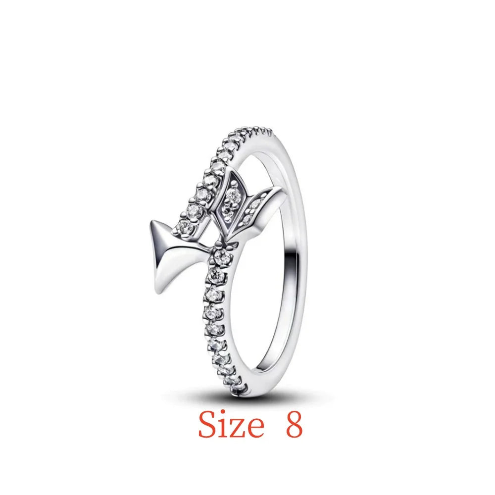 New 925 Silver bow Heart-shaped Ring Necklace, Suitable for Valentine's Day, Holiday Gifts for Women, DIY High-end, Fashion Jewelry