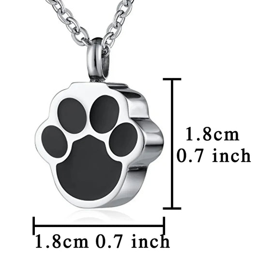 Joyería de cremación con estampado de pata de perro o gato, collar de urna ponible, colgante conmemorativo de recuerdo para mujeres y hombres