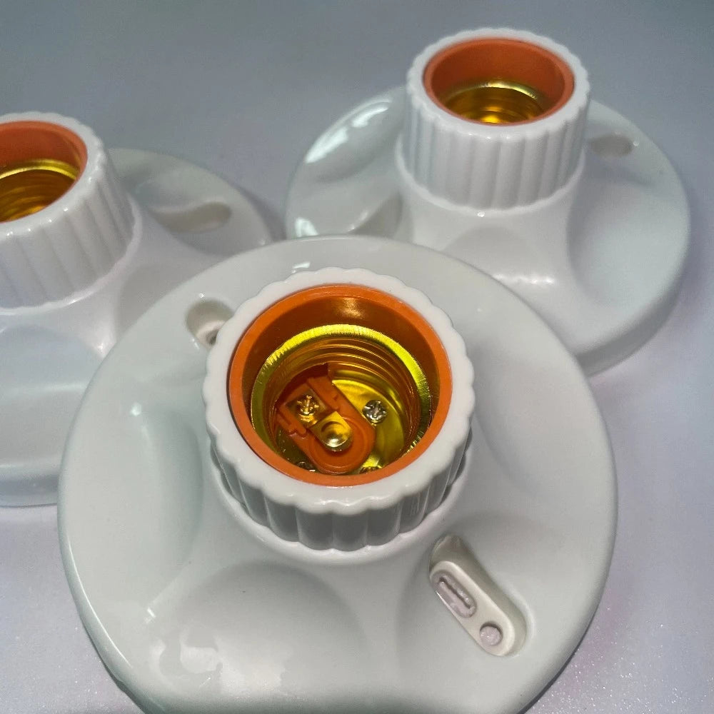 1-20Pcs, 220V E27 Screw Lamp, Stand Light Bulb Socket Holder Adapter Base, Cap Socket White Ceiling Light Lamp Bulb Fixing Base