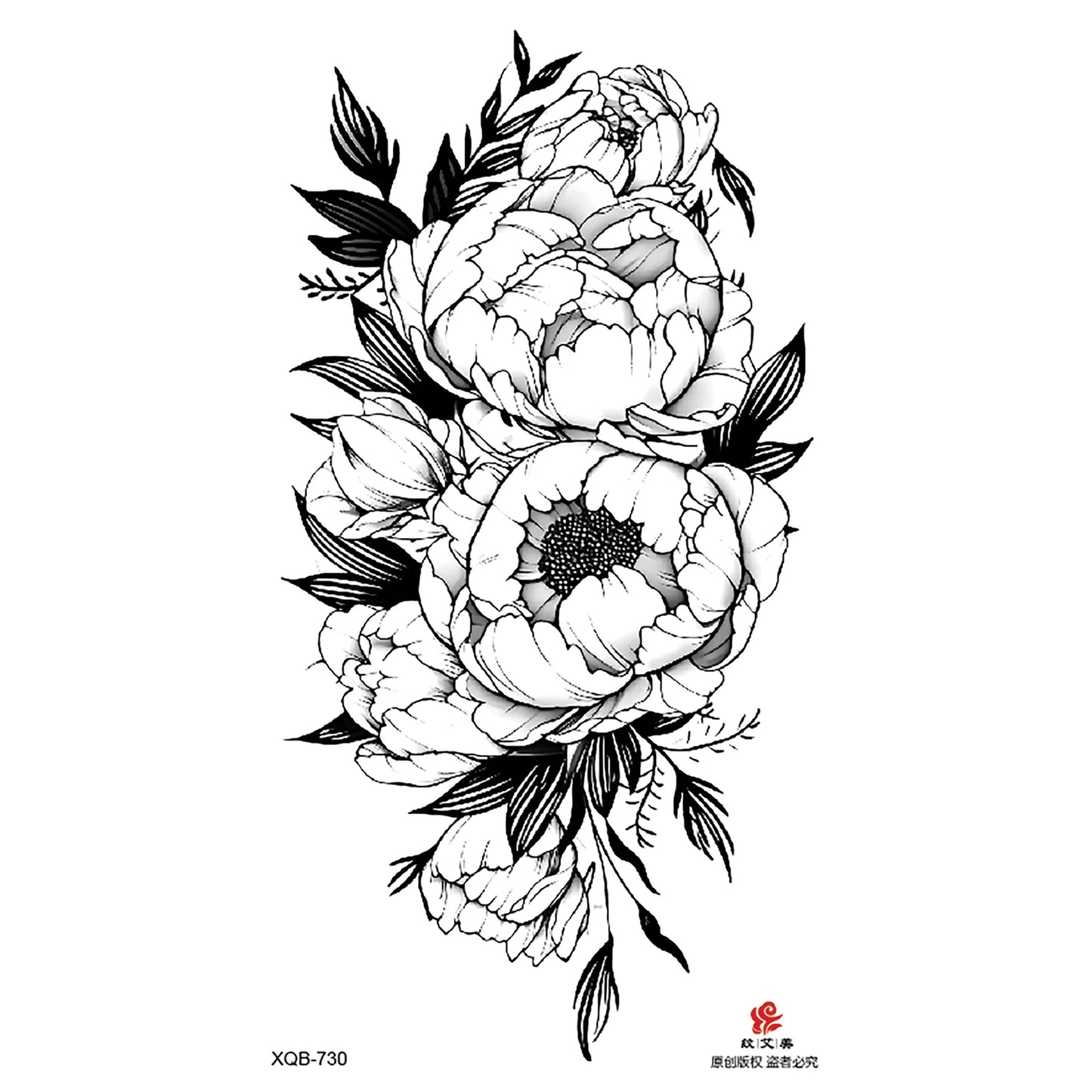 Black Flower Waterproof Temporary Tattoo Sticker, Beauty Butterfly Rose for Women, 3D Flash Body Arm Art Washable Fake Tattoos