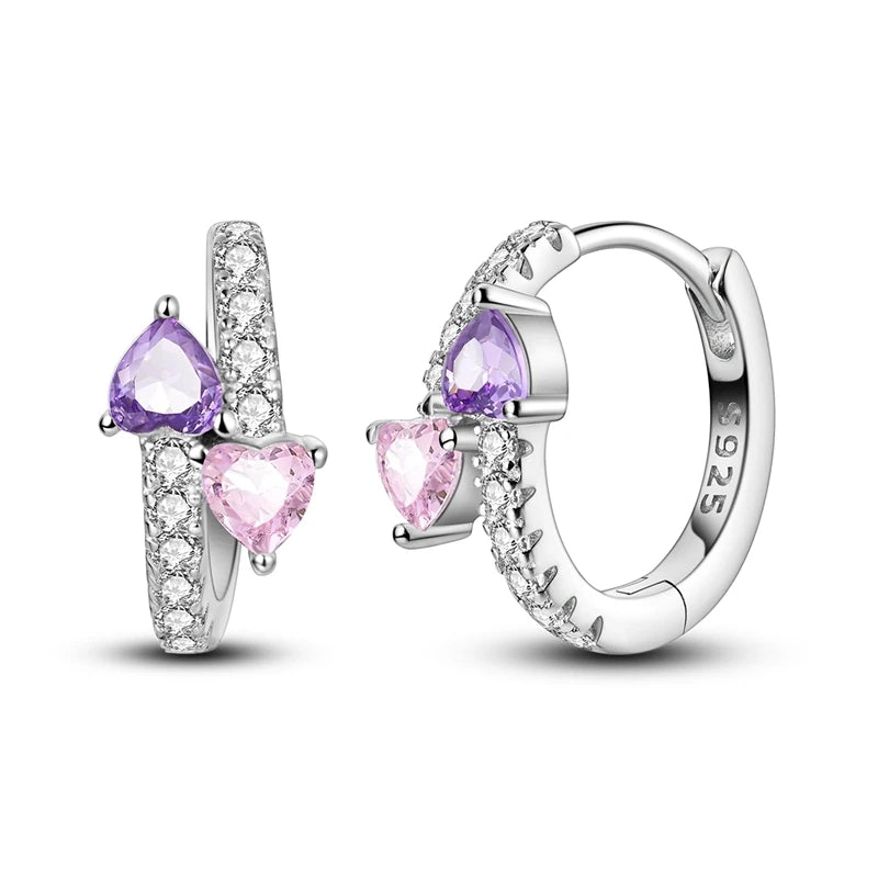 925 Sterling Silver Colored Zirconium Stars Hoop Earrings For Women Jewelry, Anniversary WeddingMaking Jewelry Gift