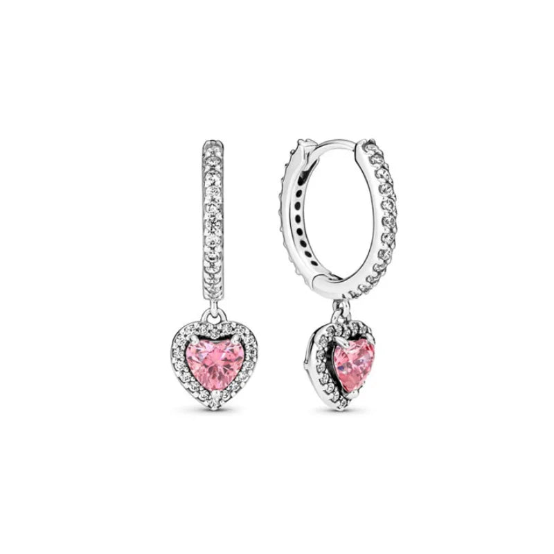 New S925 Silver Colored Zircon Necklace Earrings Suitable for Valentine's Day, Mother's Day, Anniversary Gift DIY Charm Jewelry