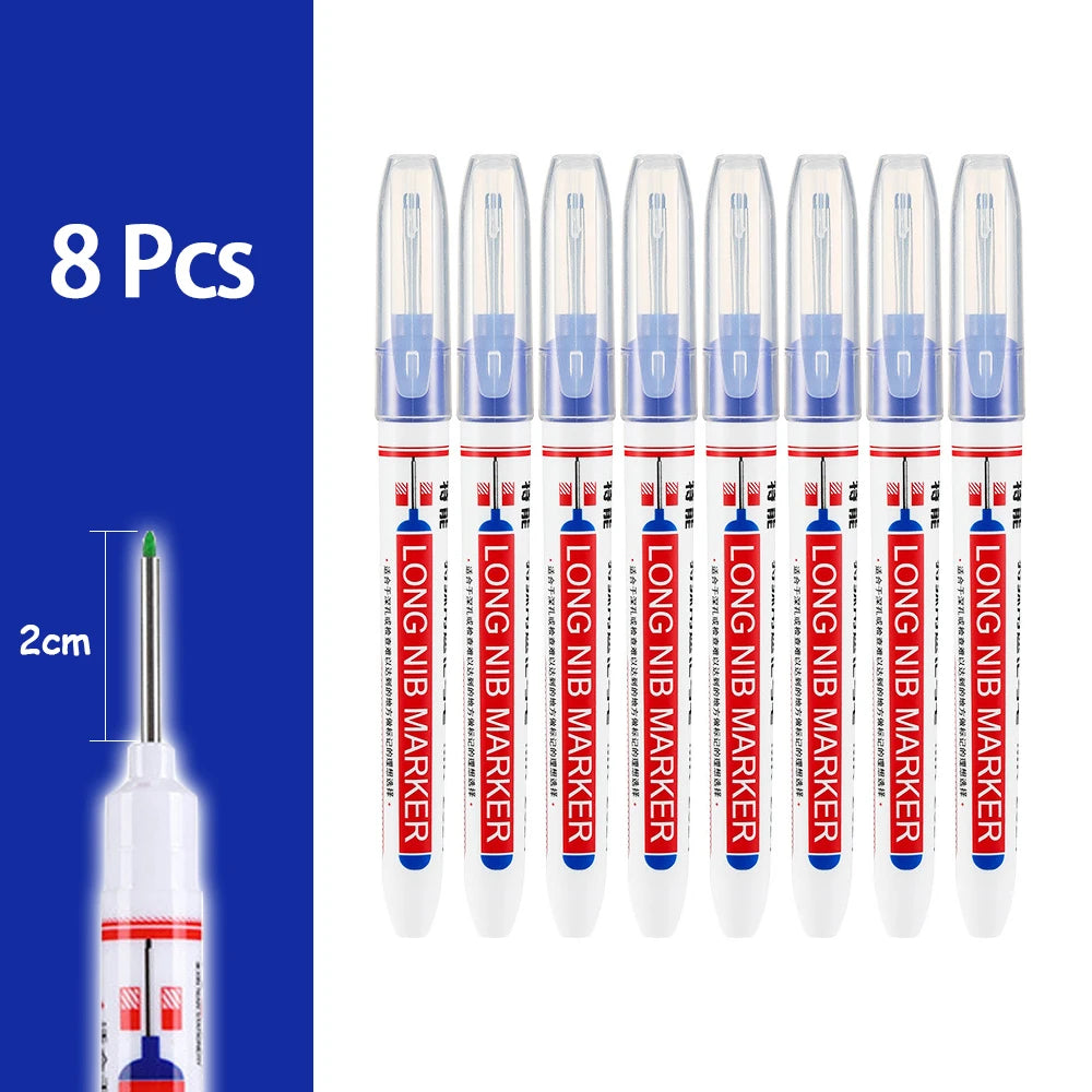 4-80Pcs, 2cm, Waterproof Long Head Markers, Deep Hole Marker Pen for Metal Carpenter, Red/ Black/ Blue/ Green Ink Woodworking Tools