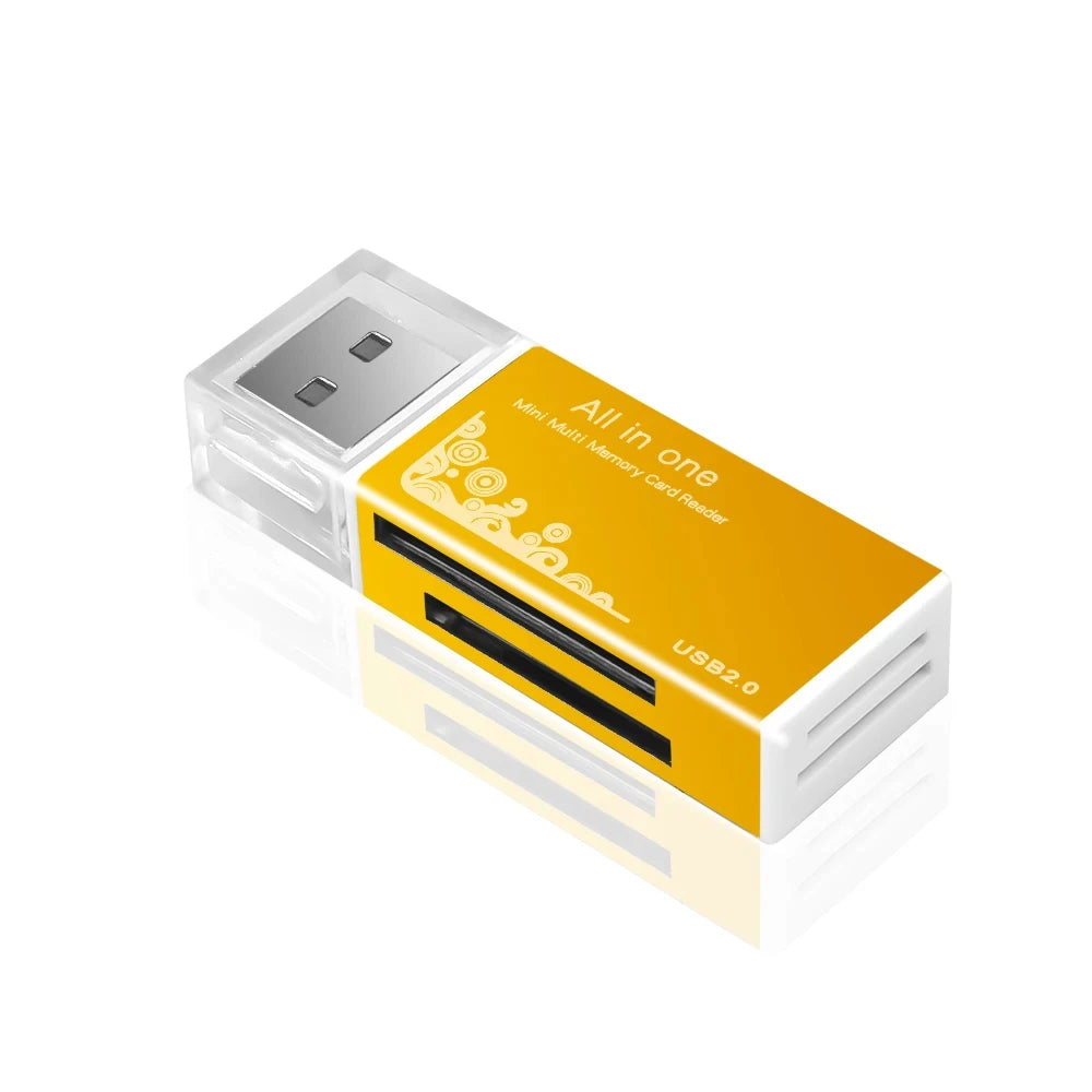 Card Reader 4 Ports, USB2.0 Memory SD TF Card SDHC MMC/RS MMC TF MS/MS PRO/MS DUO M2 Adapter for Laptop Desktop, PC Accessories