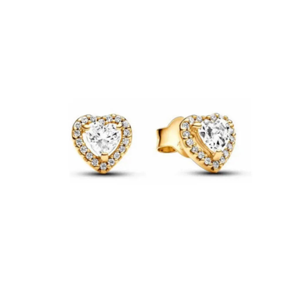 New S925 Silver Colored Zircon Necklace Earrings Suitable for Valentine's Day, Mother's Day, Anniversary Gift DIY Charm Jewelry