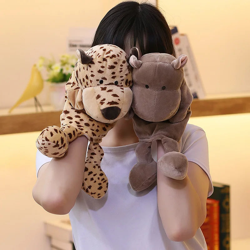 Cartoon Animal Hand Puppet Parent-child Game Doll, 35cm, Stuffed Gaming Doll, Lion Elephant Pig Appease Toys, Birthday Gifts For Children