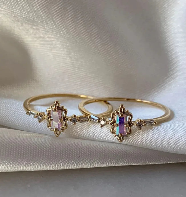 New Cute Colorful Zircon Flower Ring For Women Girl, Fashion Vintage Zircon Adjustable Rings, Jewelry Gift