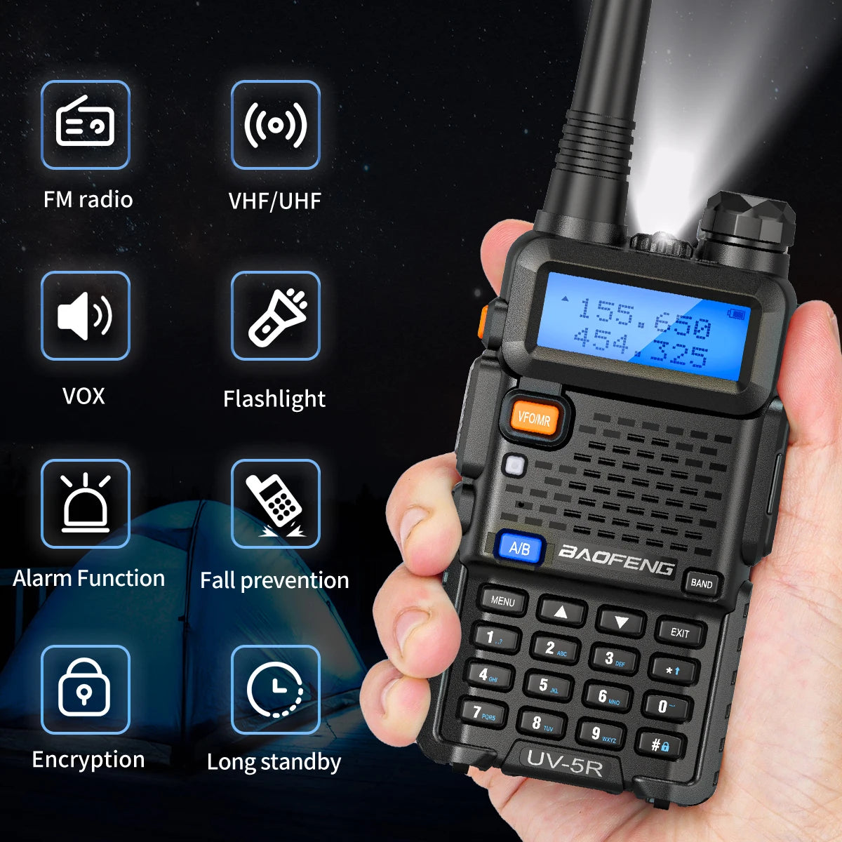 Walkie Talkie, UV 5R 5W 8W Dual Band Ham Two Way Radio, Vhf Uhf FM Radio, Handheld Transceiver, Hunting 16KM, BAOFENG