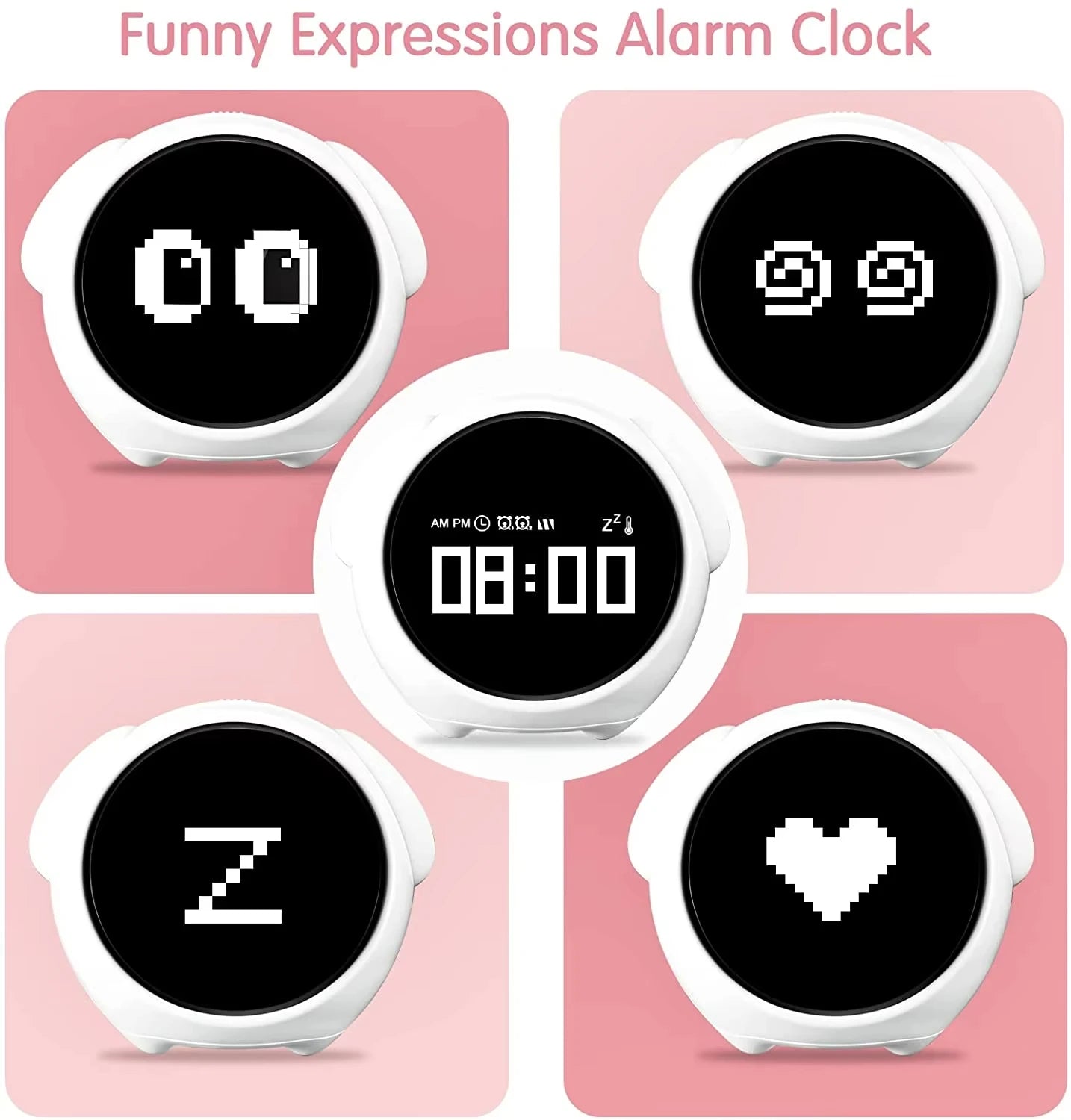 Child Alarm Clock, Digital Emotion Table Clock, Light Cute Cartoon Alarm Clock For Kids, Digital, Touch Sensing