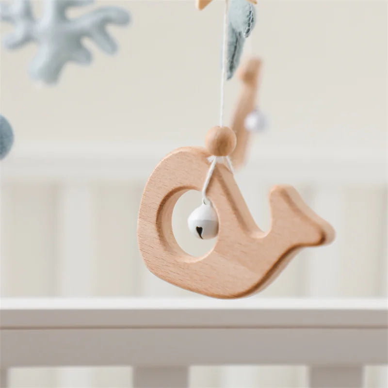Newborn Baby Rattles Toys, 0-12 Months Soft Felt Whale Bed Bell Infant Mobile Crib Hanging Musical Carousel Toy, Boys Girls Gift