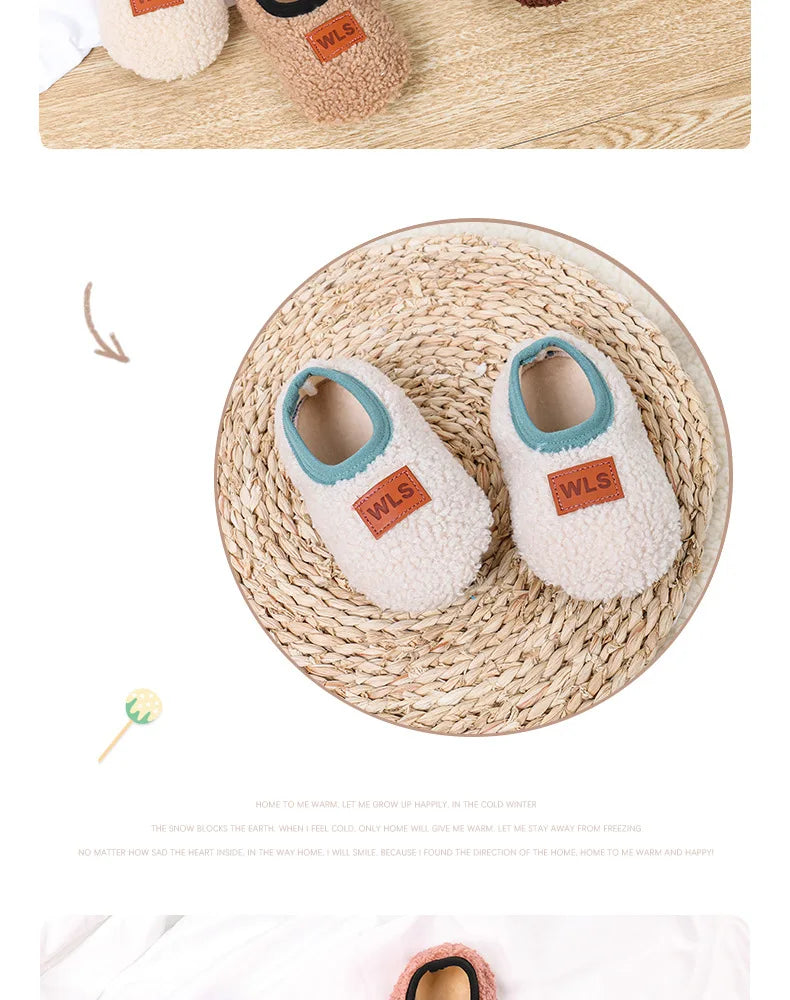 Autumn Winter Warm Baby Slippers, Toddler Plush Floor Sock Shoes, Boys Girls Soft Anti-slip Walking Shoes, Indoor Home Kids Socks