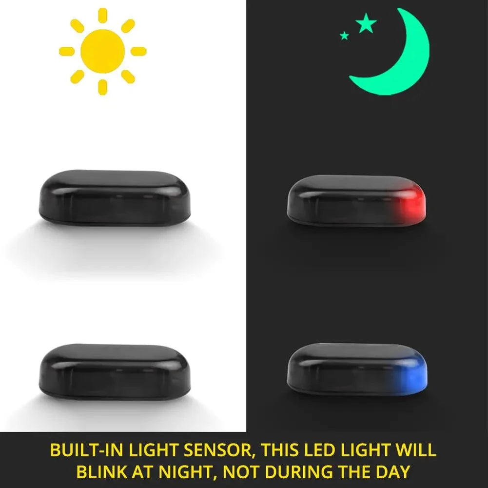 1/2Pcs, Car Fake Security Light, Solar Powered Simulated Dummy Alarm Wireless Warning Anti-Theft Caution Lamp LED Flash Imitation