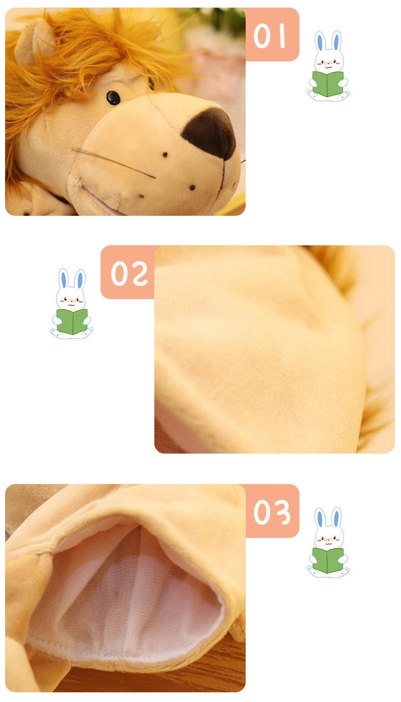 Cartoon Animal Hand Puppet Parent-child Game Doll, 35cm, Stuffed Gaming Doll, Lion Elephant Pig Appease Toys, Birthday Gifts For Children