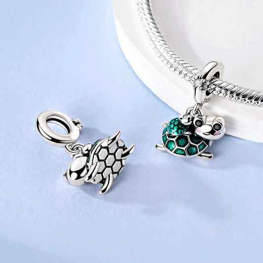 PAMELA 925 Sterling Silver Sea Turtle Starfish Blue Charm Dolphin Octopus Shell Bead For Original Charm Bracelets Ocean Jewelry