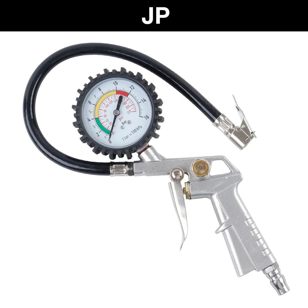 220Psi/16Bar Car Tire Pressure Gun, Multi-Function Tire Pressure Monitoring Tool, Air Pressure Gauge, Suitable For Air Compressor