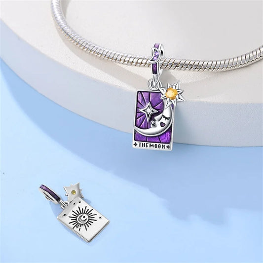Lovers Charms 925 Silver Star Moon Sun Magic Tarot Cards Pendants Fit Qikaola 925 Original Bracelets DIY Birthday Jewelry Gifts