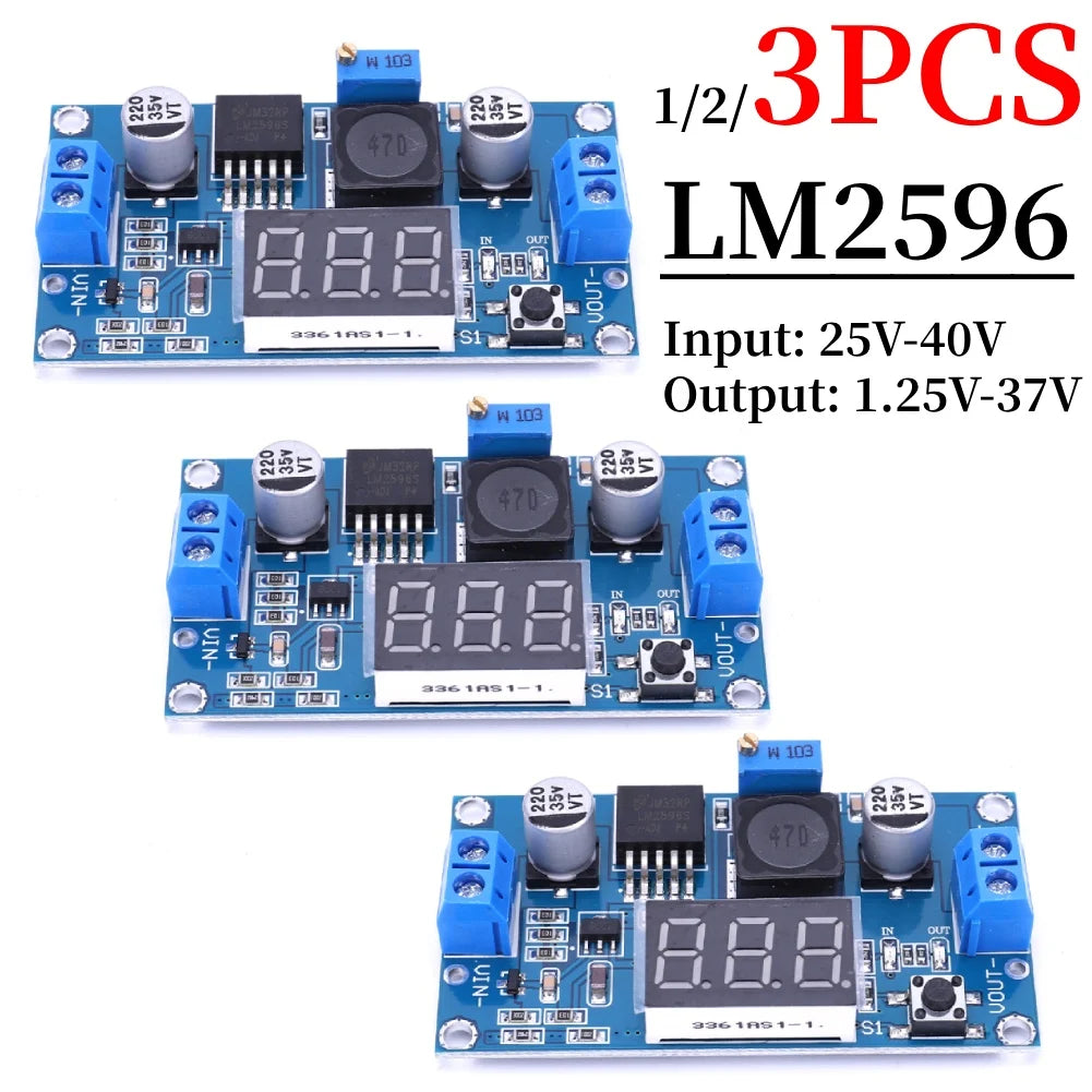 1-15 Pack, LM2596 DC-DC Adjustable Buck Converter Module, 4.75-40V to 1.25-37V Power Supply Step Down Voltage Regulator Module