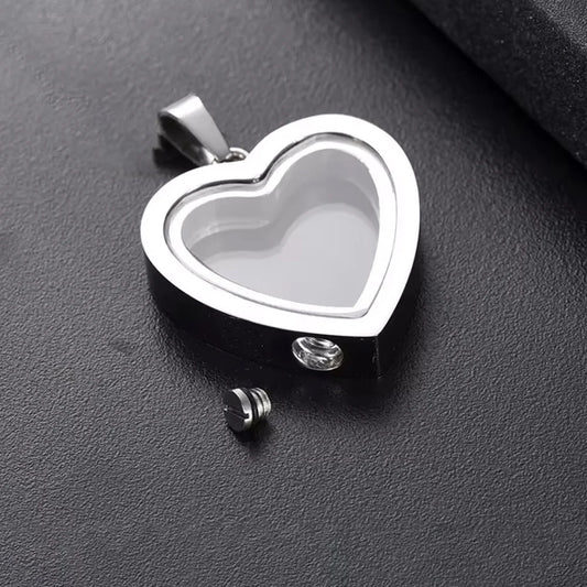 Collar de joyería de cremación de vidrio para cenizas, relicarios de corazón conmemorativos para cenizas, urna de acero inoxidable, colgantes de cenizas para recuerdo