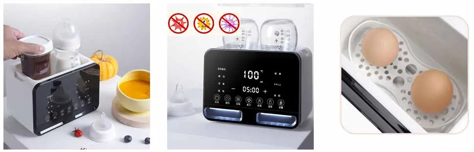 Baby Bottle Warmer Sterilizer, Multifunction Fast Milk Bottle Warmers with Timer Accurate Temperature Control, Newborn Accessories