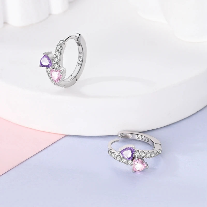 925 Sterling Silver Colored Zirconium Stars Hoop Earrings For Women Jewelry, Anniversary WeddingMaking Jewelry Gift