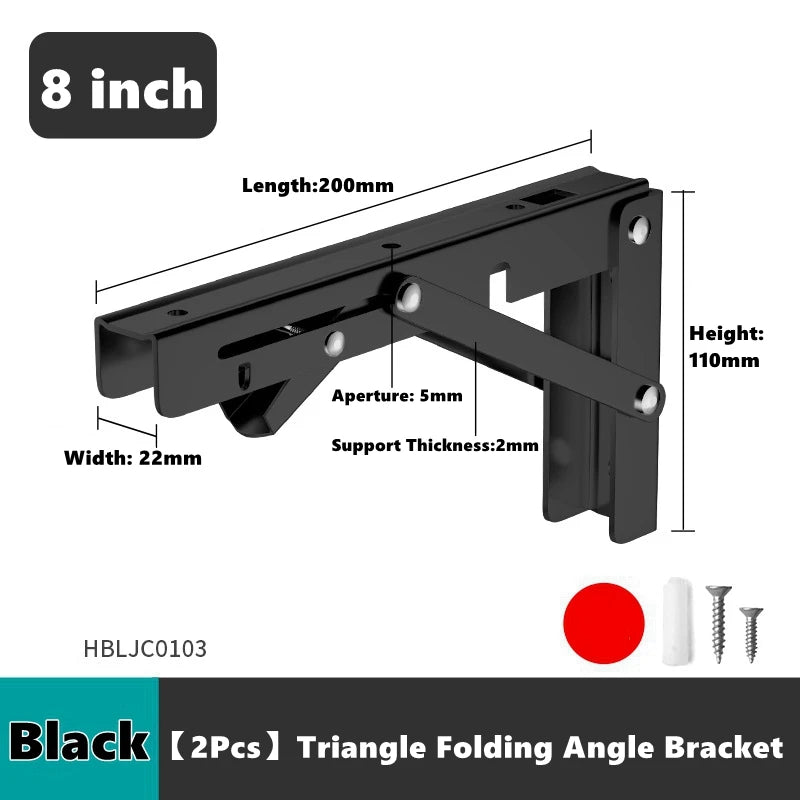 2Pcs, Multiple Sizes Triangle Folding Bracket, Shelf Table Desk, Floating Shelf, Collapsible Wall Mounted Bracket
