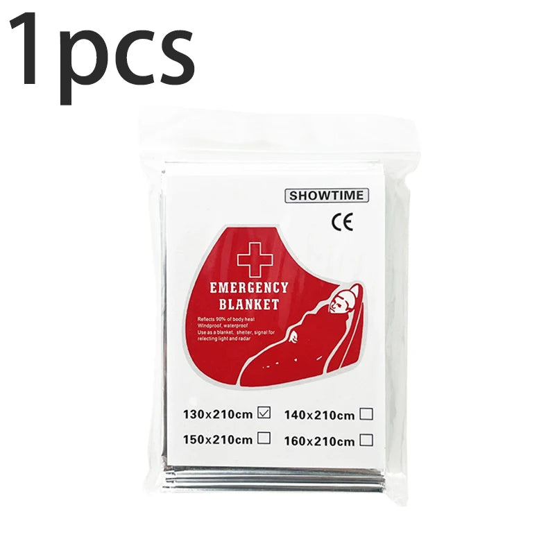 1/2/10Pcs, Emergency Blanket, Outdoor Survival First Aid, Military Rescue Kit, Windproof Waterproof Foil, Thermal Blanket for Camping