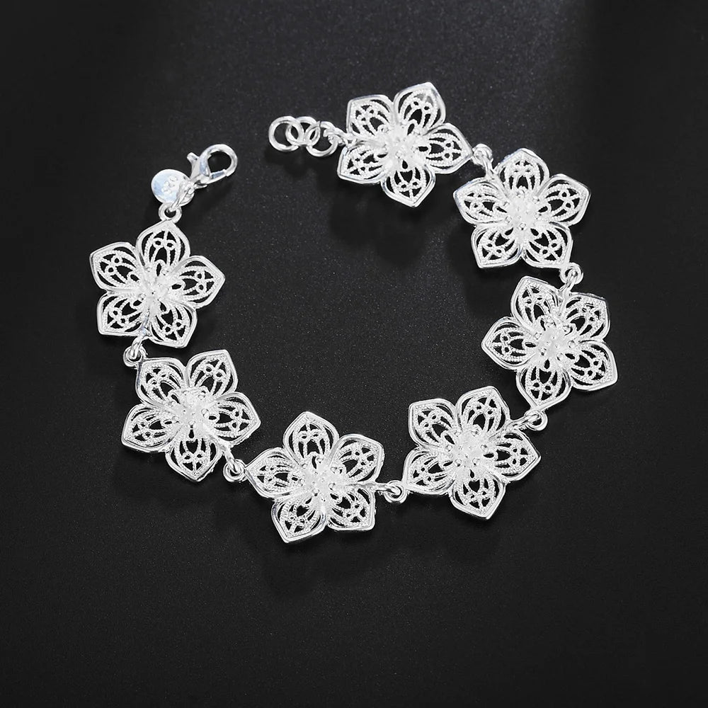 Fashion charm 925 Sterling Silver Bracelet for man woman, Twisted rope chain fine jewelry, Wedding party Christmas gift
