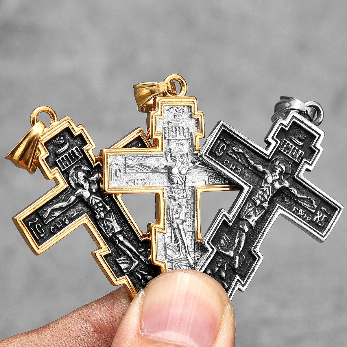 INRI Jesus Cross Amulet Stainless Steel Men Women Necklaces Pendants Chain Amulet Punk Trendy Jewelry Creativity Gift Wholesale