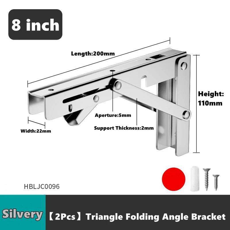 2Pcs, Multiple Sizes Triangle Folding Bracket, Shelf Table Desk, Floating Shelf, Collapsible Wall Mounted Bracket